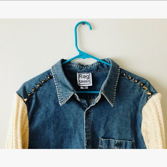 NWOT Rag Union/Urban Renewal Sweater Denim Jacket - Picture 4 of 8